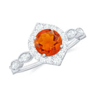 Rosec Jewels-Vintage Style Fire Opal Engagement Ring with Diamond Accent