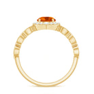 Rosec Jewels-Vintage Style Fire Opal Engagement Ring with Diamond Accent