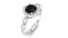 Rosec Jewels-Vintage Style Black Spinel Engagement Ring with Diamond Accent