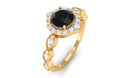 Rosec Jewels-Vintage Style Black Spinel Engagement Ring with Diamond Accent