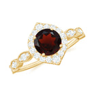 Rosec Jewels-Vintage Style Garnet Engagement Ring with Diamond Accent