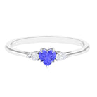 Rosec Jewels-Heart Shape Tanzanite 3 Stone Promise Ring with Diamond