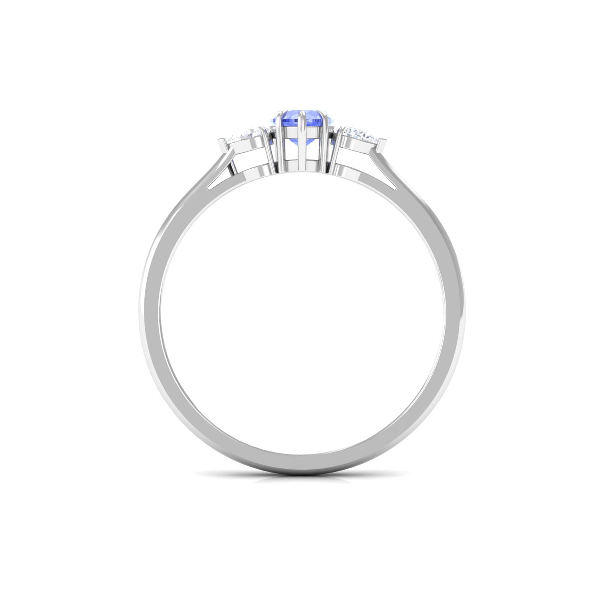 Rosec Jewels-Heart Shape Tanzanite 3 Stone Promise Ring with Diamond