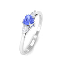 Rosec Jewels-Heart Shape Tanzanite 3 Stone Promise Ring with Diamond