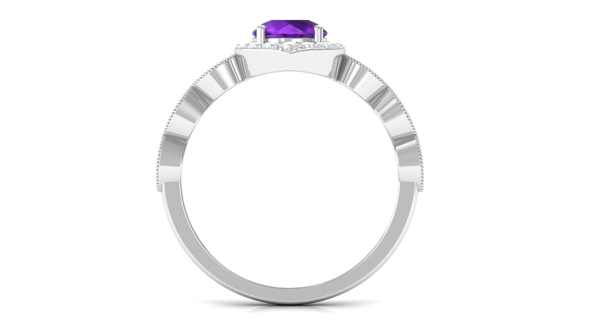 Rosec Jewels-1.75 CT Vintage Amethyst Engagement Ring with Moissanite Accent