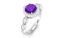 Rosec Jewels-1.75 CT Vintage Amethyst Engagement Ring with Moissanite Accent