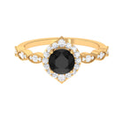 Rosec Jewels-1.75 CT Vintage Black Onyx Engagement Ring with Moissanite Accent