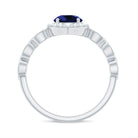 Rosec Jewels-1.75 CT Vintage Created Blue Sapphire Engagement Ring with Diamond Accent