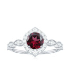 Rosec Jewels-Vintage Style Real Rhodolite Engagement Ring with Diamond