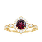 Rosec Jewels-Vintage Style Real Rhodolite Engagement Ring with Diamond