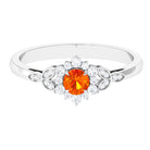 Rosec Jewels-Orange Sapphire Flower Engagement Ring with Diamond Halo