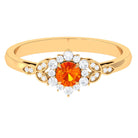 Rosec Jewels-Orange Sapphire Flower Engagement Ring with Diamond Halo