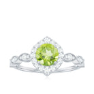 Rosec Jewels-1.25 CT Peridot Vintage Engagement Ring with Diamond Accent