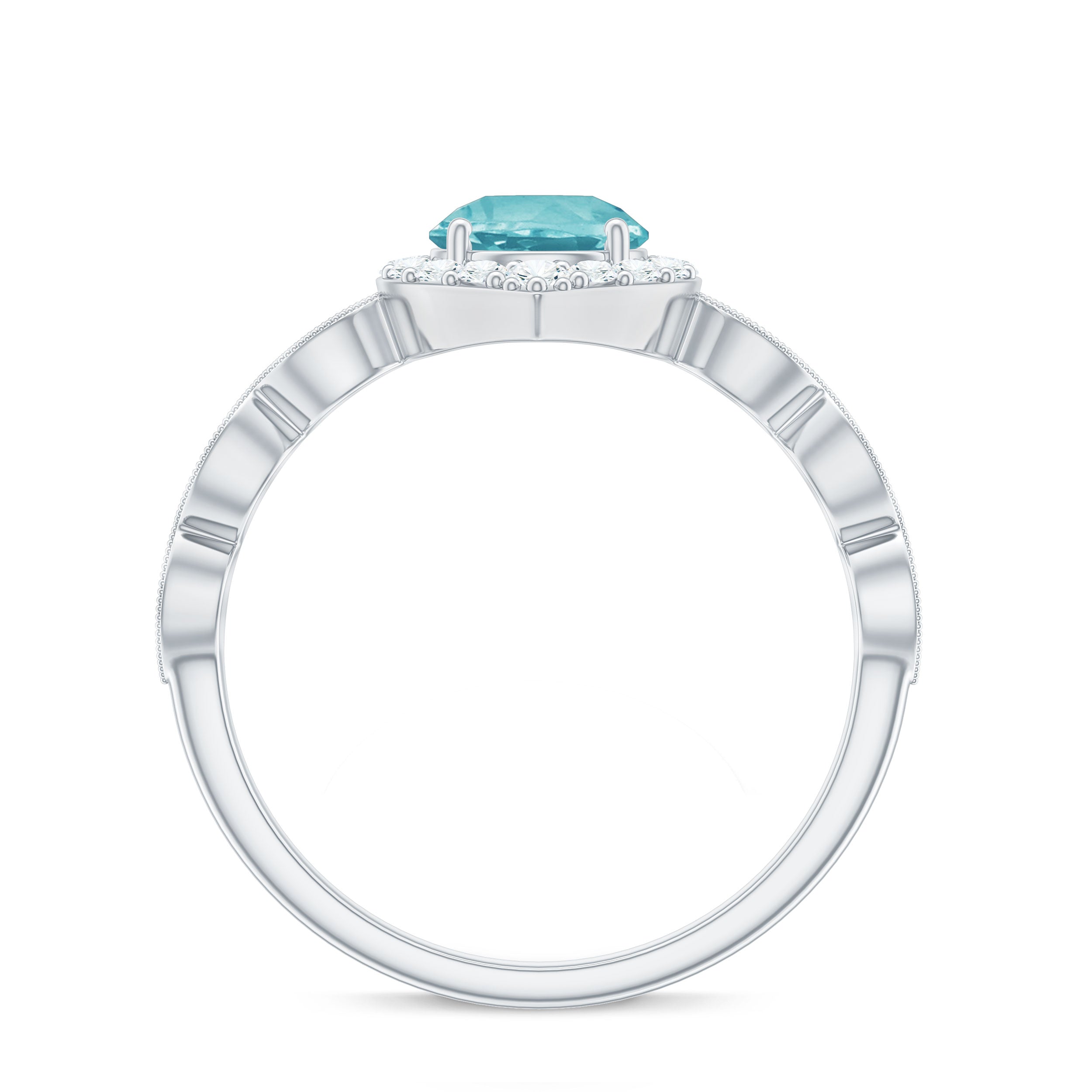 Rosec Jewels-1.75 CT Sky Blue Topaz Vintage Engagement Ring with Diamond Accent