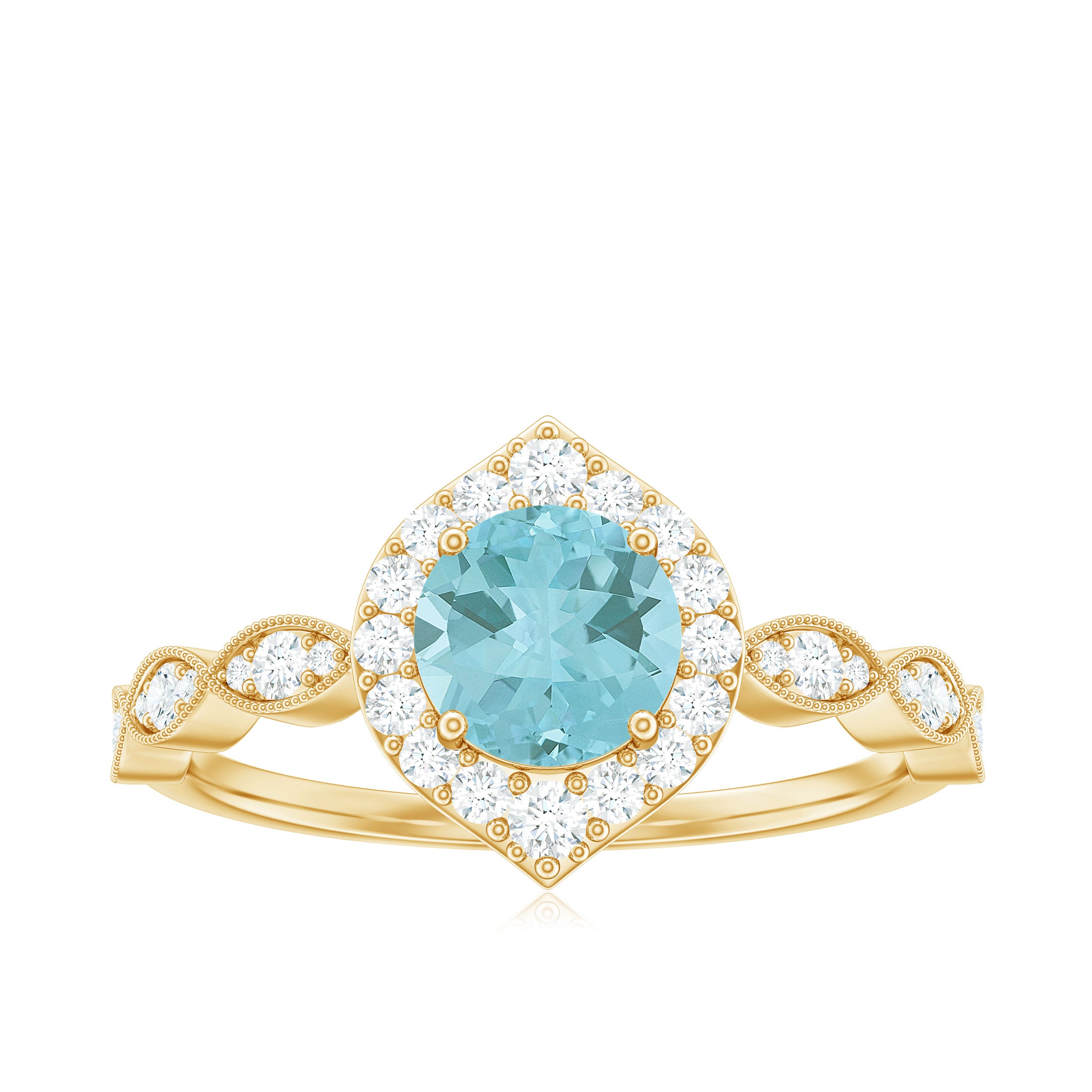 Rosec Jewels-1.75 CT Sky Blue Topaz Vintage Engagement Ring with Diamond Accent