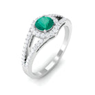 Rosec Jewels-Split Shank Emerald Engagement Ring with Real Diamond