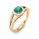 Rosec Jewels-Split Shank Emerald Engagement Ring with Real Diamond