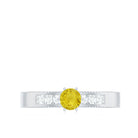 Rosec Jewels-Genuine Yellow Sapphire Solitaire Band Ring with Diamond