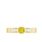 Rosec Jewels-Genuine Yellow Sapphire Solitaire Band Ring with Diamond