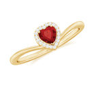 Rosec Jewels-Heart Shape Lab Grown Ruby and Diamond Halo Promise Ring