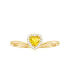 Rosec Jewels-Heart Shape Yellow Sapphire and Diamond Halo Promise Ring