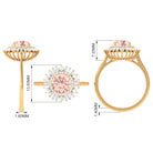 Round Morganite Cocktail Ring with Moissanite Double Halo Morganite - ( AAA ) - Quality - Rosec Jewels