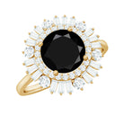 Rosec Jewels-Created Black Diamond Cocktail Engagement Ring with Moissanite Double Halo