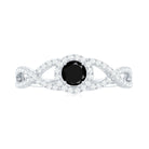 Rosec Jewels-Criss Cross Shank Black Onyx and Diamond Halo Engagement Ring