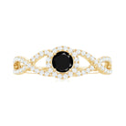 Rosec Jewels-Criss Cross Shank Black Onyx and Diamond Halo Engagement Ring