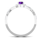 Rosec Jewels-Round Amethyst and Diamond Criss Cross Engagement Ring