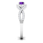 Rosec Jewels-Round Amethyst and Diamond Criss Cross Engagement Ring