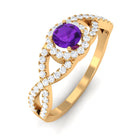 Rosec Jewels-Round Amethyst and Diamond Criss Cross Engagement Ring