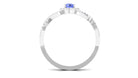 Rosec Jewels-Round Tanzanite Crisscross Engagement Ring with Diamond Halo