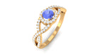 Rosec Jewels-Round Tanzanite Crisscross Engagement Ring with Diamond Halo