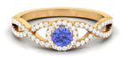 Rosec Jewels-Round Tanzanite Crisscross Engagement Ring with Diamond Halo