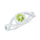 Rosec Jewels-Peridot and Diamond Criss Cross Engagement Ring