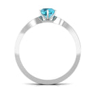 Rosec Jewels-Swiss Blue Topaz Engagement Ring with Diamond Side Stones