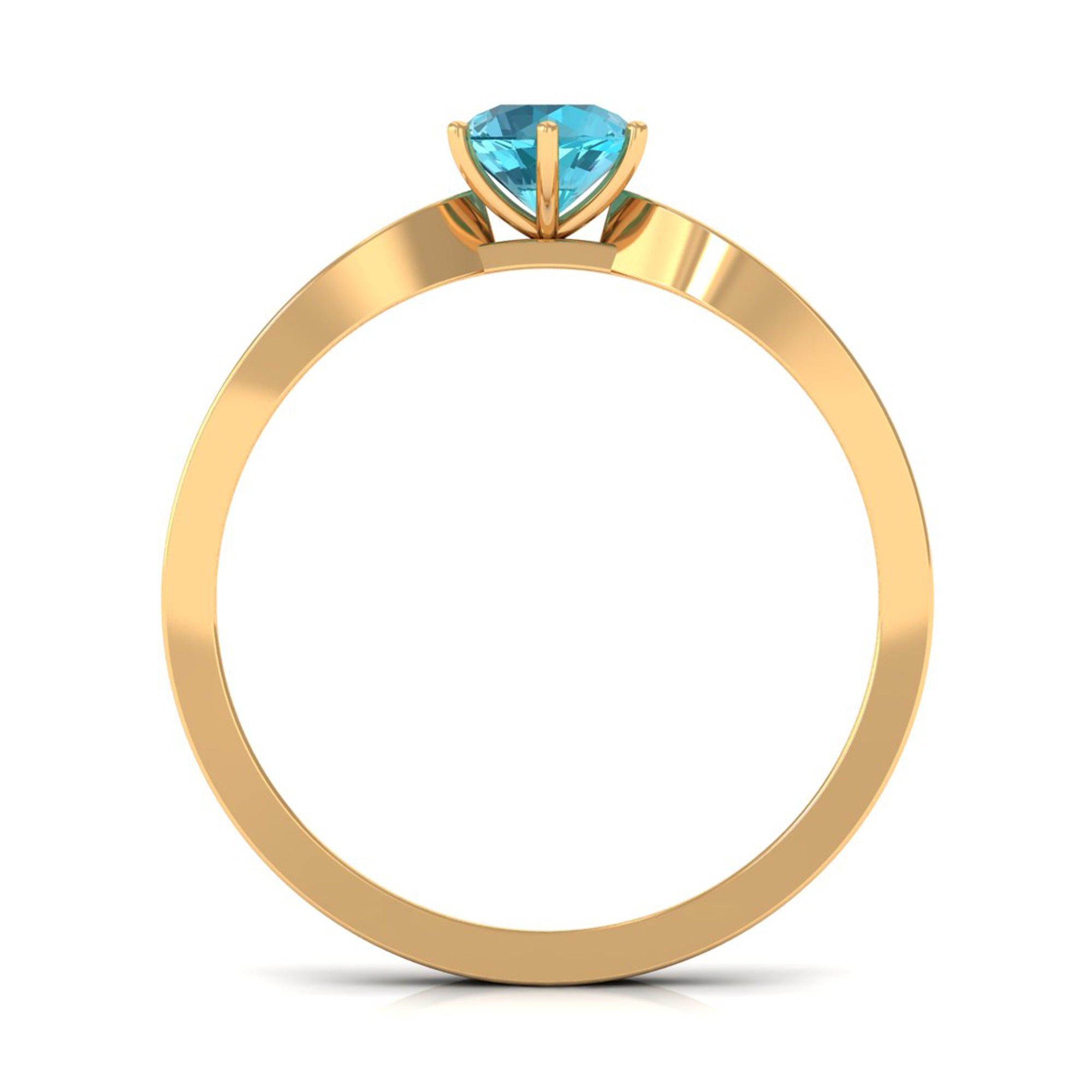 Rosec Jewels-Swiss Blue Topaz Engagement Ring with Diamond Side Stones