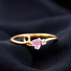 Rosec Jewels-Heart Shape Pink Sapphire and Diamond Twisted Promise Ring