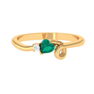 Rosec Jewels-Heart Shape Emerald and Diamond Twisted Promise Ring in Gold