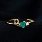 Rosec Jewels-Heart Shape Emerald and Diamond Twisted Promise Ring in Gold