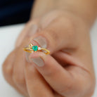 Rosec Jewels-Heart Shape Emerald and Diamond Twisted Promise Ring in Gold