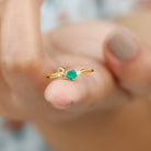 Rosec Jewels-Heart Shape Emerald and Diamond Twisted Promise Ring in Gold