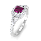 Rosec Jewels-Rhodolite and Diamond Split Shank Engagement Ring