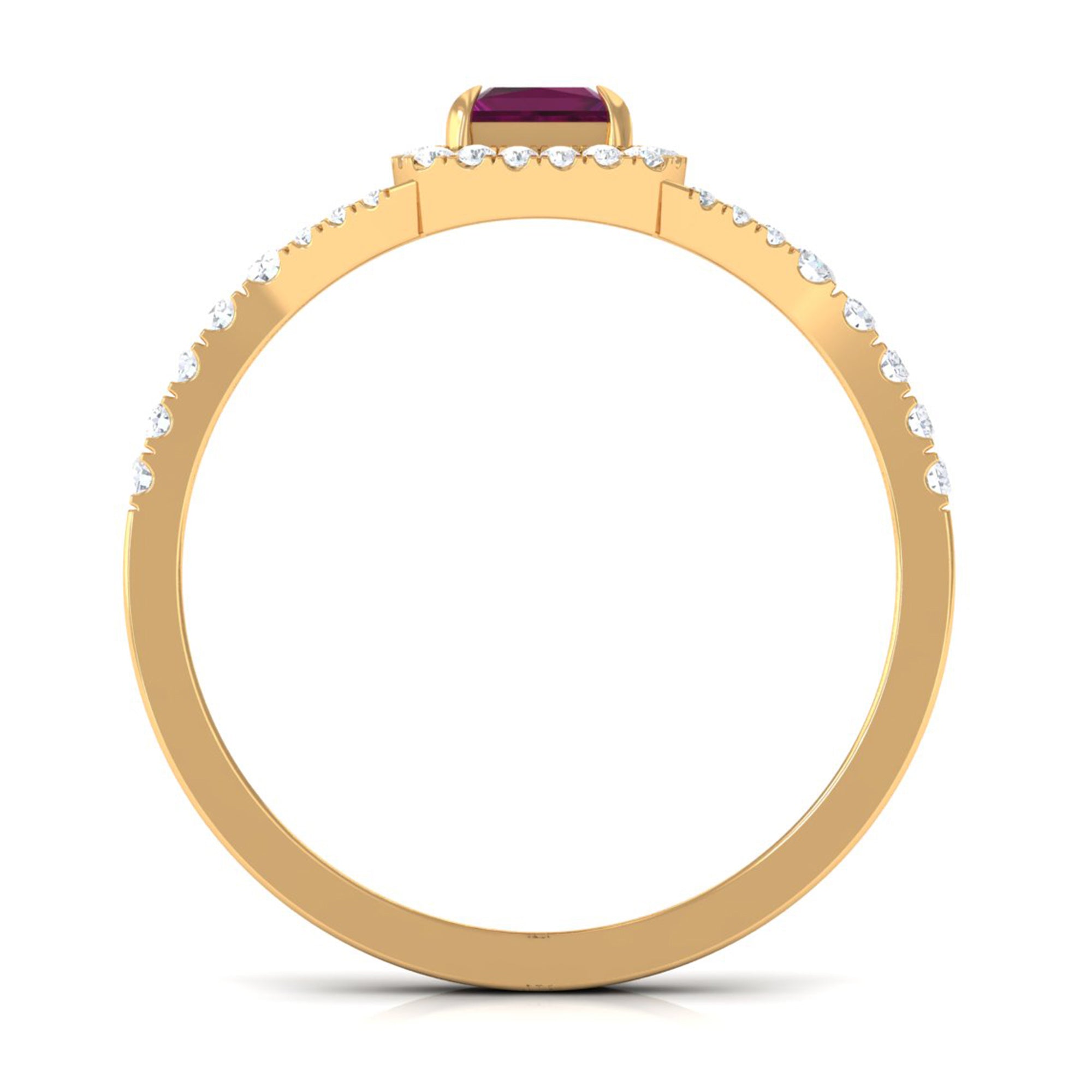 Rosec Jewels-Rhodolite and Diamond Split Shank Engagement Ring