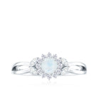 Rosec Jewels-Moonstone and Diamond Flower Engagement Ring with Split Shank