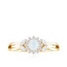 Rosec Jewels-Moonstone and Diamond Flower Engagement Ring with Split Shank