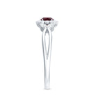 Rosec Jewels-Rhodolite and Diamond Flower Engagement Ring with Split Shank