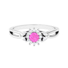 Rosec Jewels-Pink Sapphire and Diamond Flower Engagement Ring with Split Shank