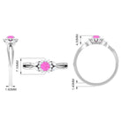 Rosec Jewels-Pink Sapphire and Diamond Flower Engagement Ring with Split Shank